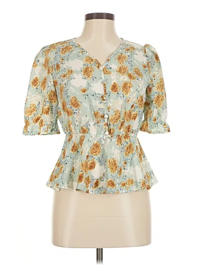Pre-owned Shein Short Sleeve Blouse In Blue