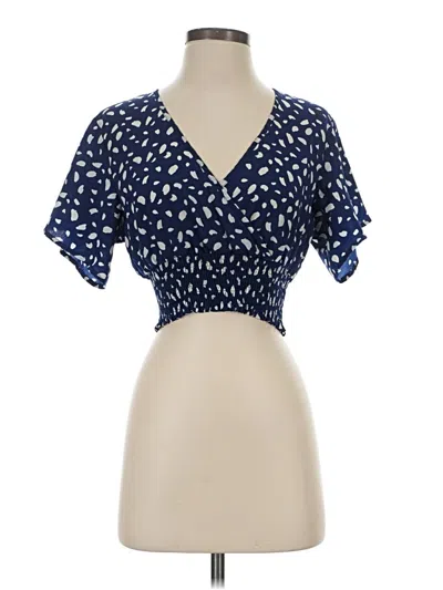 Pre-owned Shein Short Sleeve Blouse In Blue