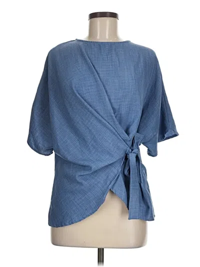 Pre-owned Shein Short Sleeve Blouse In Blue