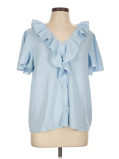 Pre-owned Shein Short Sleeve Blouse In Blue