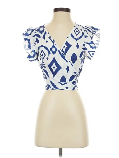 Pre-owned Shein Short Sleeve Blouse In Blue