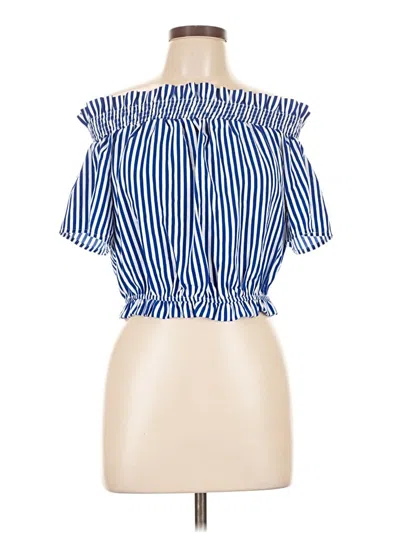 Pre-owned Shein Short Sleeve Blouse In Blue