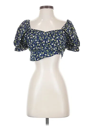 Pre-owned Shein Short Sleeve Blouse In Blue
