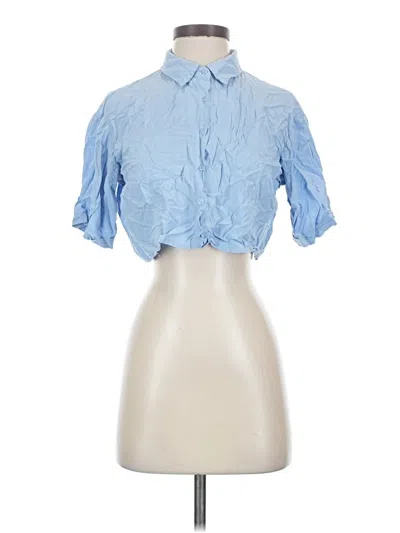 Pre-owned Shein Short Sleeve Blouse In Blue