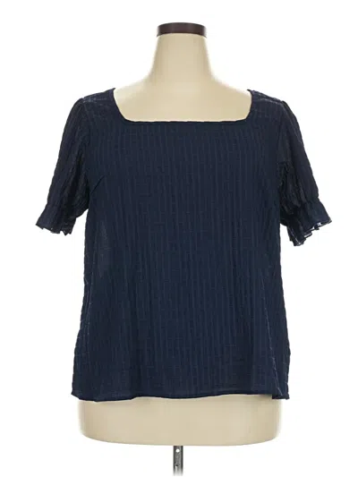 Pre-owned Shein Short Sleeve Blouse In Blue