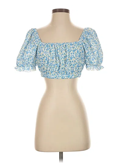 Pre-owned Shein Short Sleeve Blouse In Blue