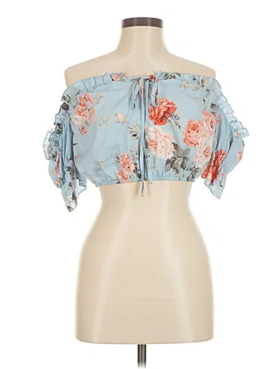 Pre-owned Shein Short Sleeve Blouse In Blue