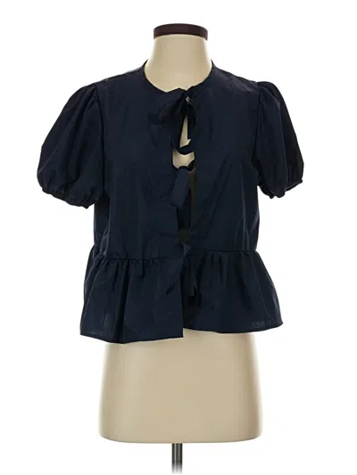 Pre-owned Shein Short Sleeve Blouse In Blue