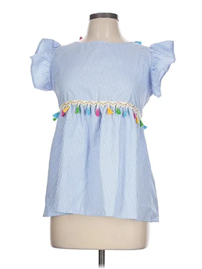 Pre-owned Shein Short Sleeve Blouse In Blue