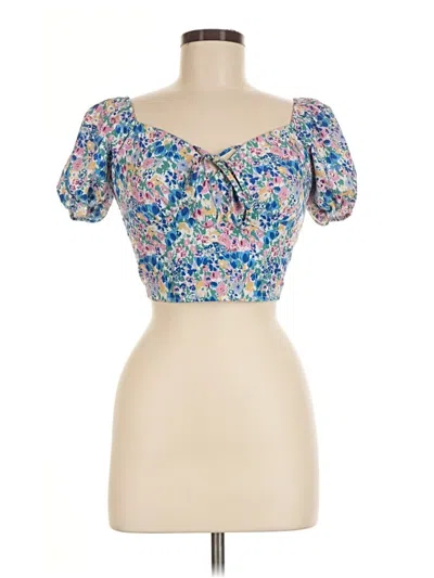 Pre-owned Shein Short Sleeve Blouse In Blue