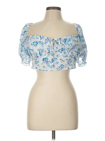 Pre-owned Shein Short Sleeve Blouse In Blue