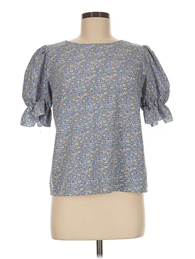 Pre-owned Shein Short Sleeve Blouse In Blue