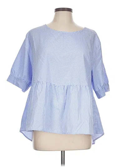Pre-owned Shein Short Sleeve Blouse In Blue
