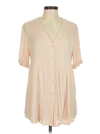 Pre-owned Shein Short Sleeve Blouse In Brown