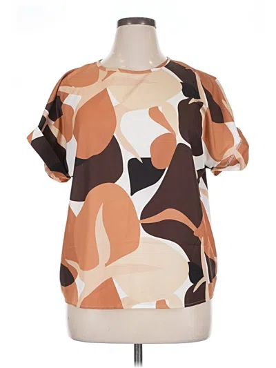 Pre-owned Shein Short Sleeve Blouse In Brown