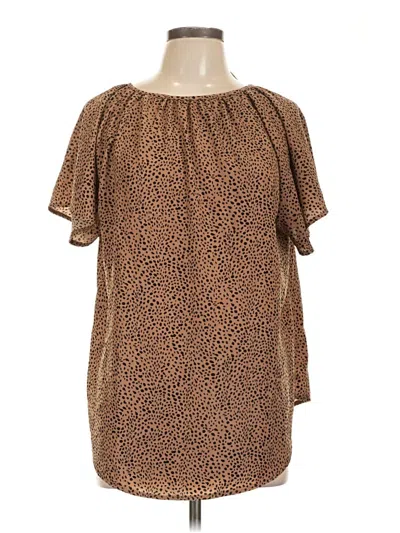 Pre-owned Shein Short Sleeve Blouse In Brown