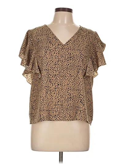 Pre-owned Shein Short Sleeve Blouse In Brown