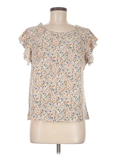 Shein Short Sleeve Blouse In Brown