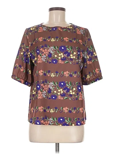 Pre-owned Shein Short Sleeve Blouse In Brown
