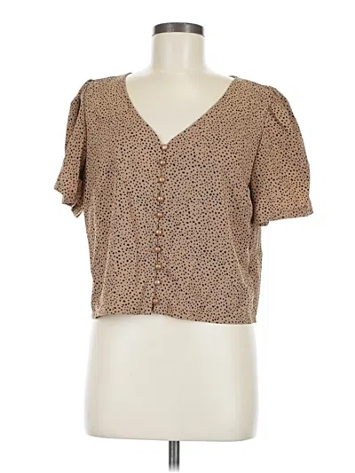 Pre-owned Shein Short Sleeve Blouse In Brown
