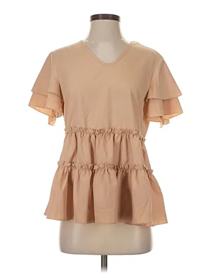 Pre-owned Shein Short Sleeve Blouse In Brown