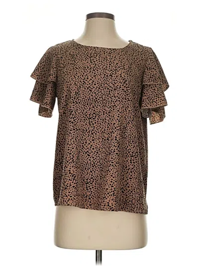 Pre-owned Shein Short Sleeve Blouse In Brown