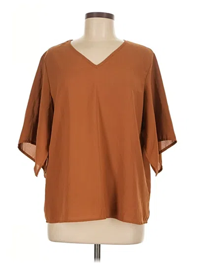 Pre-owned Shein Short Sleeve Blouse In Brown