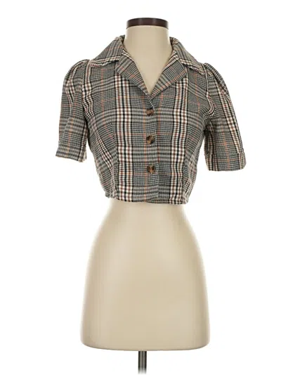 Pre-owned Shein Short Sleeve Blouse In Brown