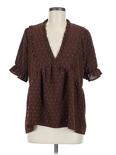 Pre-owned Shein Short Sleeve Blouse In Brown