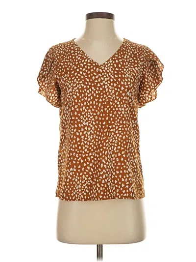 Pre-owned Shein Short Sleeve Blouse In Brown
