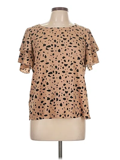 Pre-owned Shein Short Sleeve Blouse In Brown