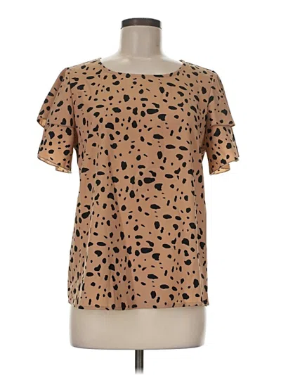 Pre-owned Shein Short Sleeve Blouse In Brown
