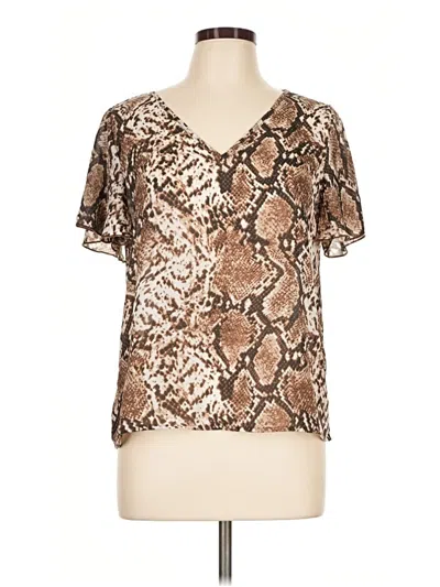Pre-owned Shein Short Sleeve Blouse In Brown