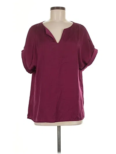 Pre-owned Shein Short Sleeve Blouse In Burgundy