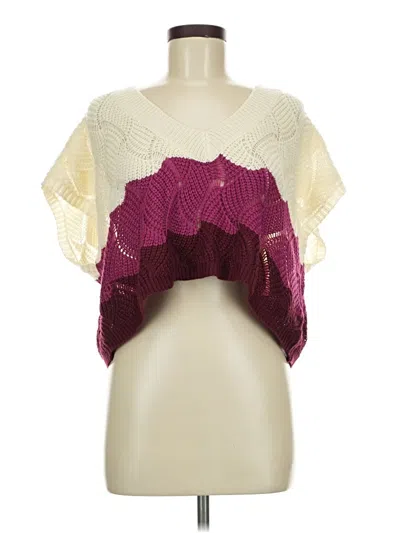 Pre-owned Shein Short Sleeve Blouse In Burgundy