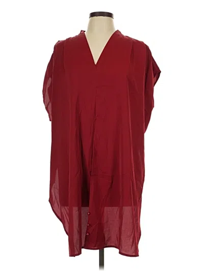 Pre-owned Shein Short Sleeve Blouse In Burgundy
