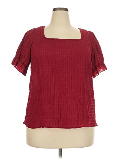 Pre-owned Shein Short Sleeve Blouse In Burgundy