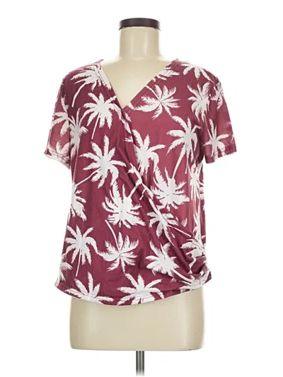 Pre-owned Shein Short Sleeve Blouse In Burgundy
