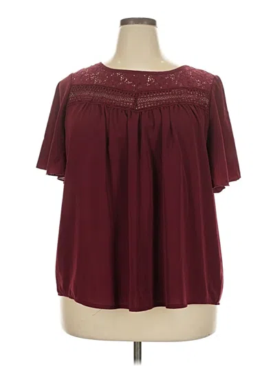 Pre-owned Shein Short Sleeve Blouse In Burgundy