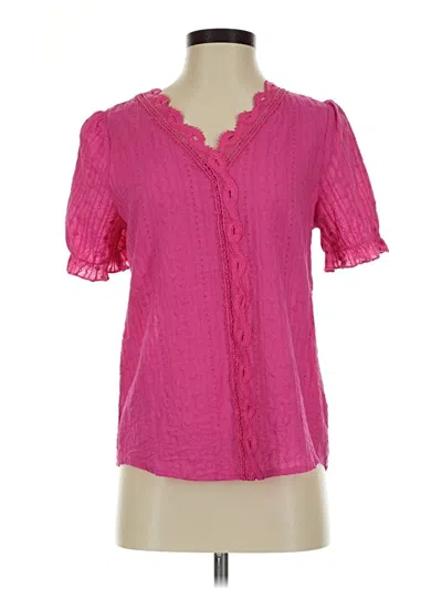 Pre-owned Shein Short Sleeve Blouse In Burgundy