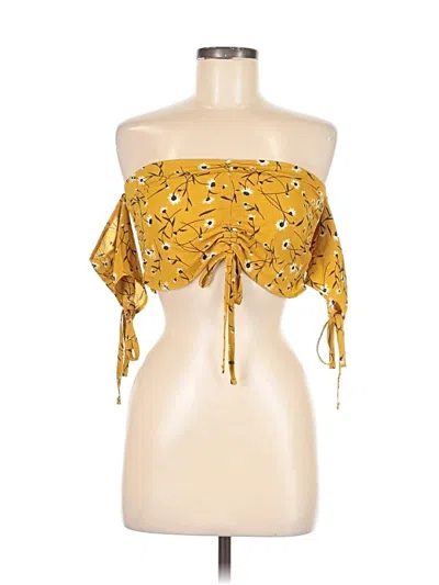 Pre-owned Shein Short Sleeve Blouse In Gold