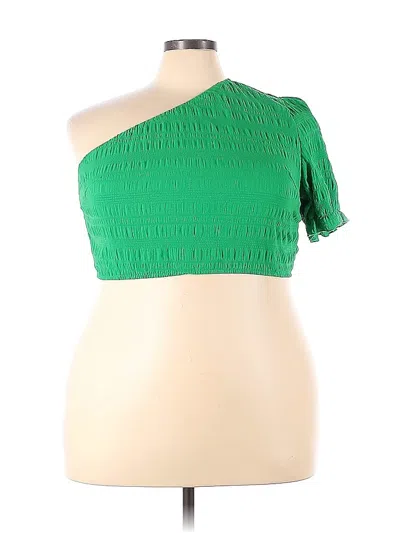 Pre-owned Shein Short Sleeve Blouse In Green