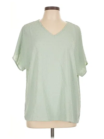 Pre-owned Shein Short Sleeve Blouse In Green