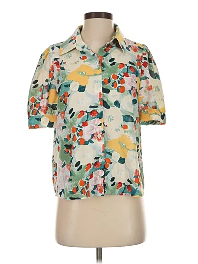 Pre-owned Shein Short Sleeve Blouse In Green