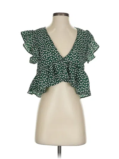 Pre-owned Shein Short Sleeve Blouse In Green