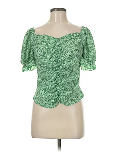 Pre-owned Shein Short Sleeve Blouse In Green