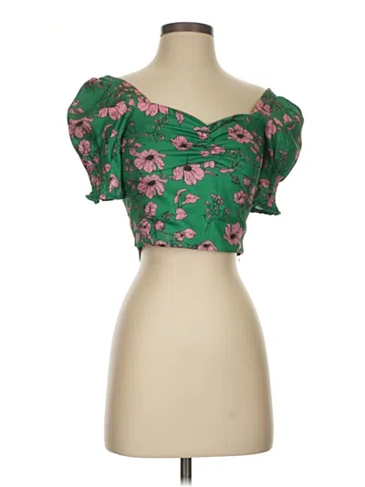 Pre-owned Shein Short Sleeve Blouse In Green
