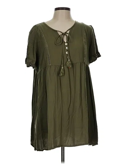 Pre-owned Shein Short Sleeve Blouse In Green