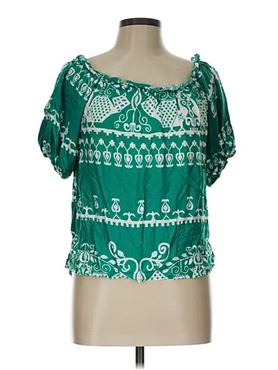 Pre-owned Shein Short Sleeve Blouse In Green