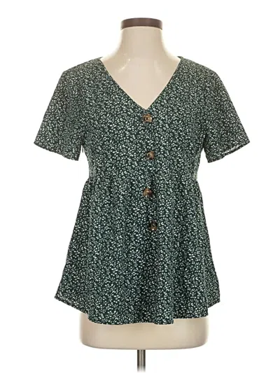 Pre-owned Shein Short Sleeve Blouse In Green
